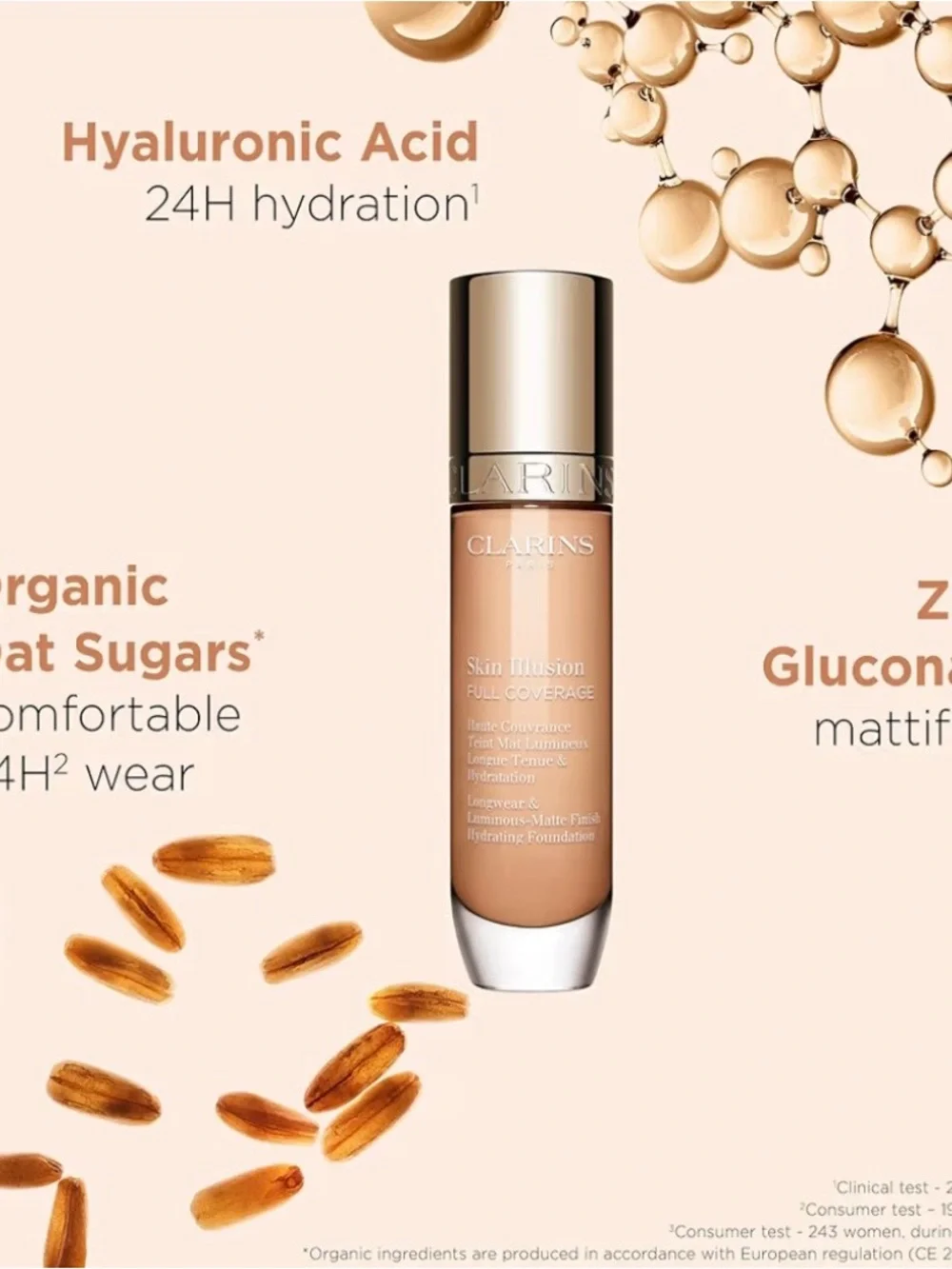 CLARINS Skin Illusion Full Coverage Foundation Light Beige 101W ~ New in Box - Picture 2 of 8